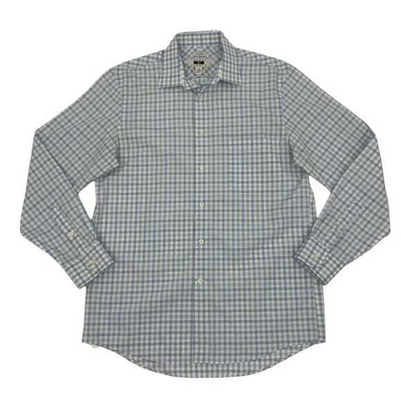 Joseph Abboud Dress Shirt Men's Size 16 Gray Gingham Plaid Long Sleeve Cotton - Picture 1 of 7